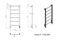 Полотенцесушитель электрический Grota Simple K 430х1000 белый Simple K 430х1000 RAL9016 EL — фото 4, Электрические полотенцесушители