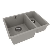 Кухонная мойка Lemark SINARA 550.2-U подстольного монтажа с доп.чашей из кварцгранита, Грей арт-9910081 — фото 1, Кухонные мойки