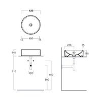Раковина SIMAS FLOW накладная без отверстий цвет белый арт-FL10 — фото 2, Раковины накладные
