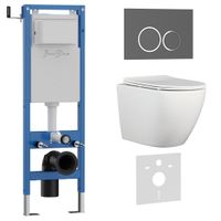 Комплект 3в1 IBERICA BLANCA инсталляция SILENCIO MINI, унитаз BILBAO ALTO белый, кнопка смыва ESTI-O серый матовый (IB.001M.BLA.231.827) — фото 1, Комплекты унитаз + инсталляция