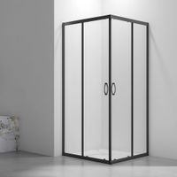 Душевой угол Veconi Rovigo RV-101B, 800x800x1900, черный, стекло прозрачное RV101B-80-01-C4 — фото 1, Квадратные душевые уголки