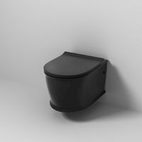 Унитаз подвесной Grossman Retro GR-4482BMS (545х370х360) безободковый,черный матовый с тонкой крышкой,микролифт,1 место — фото 1, Подвесные унитазы