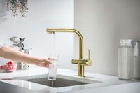 ЕВРОПА смеситель для кухни с подключением к фильтру питьевой воды, шлиф. золото арт-AQ1385BG — фото 3, Смесители для кухни