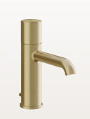 Смеситель для раковины, Gessi, Habito, тип открывания воды-однорычажный, тип регулирования воды-керамический картридж, монтаж-на раковину/столешницу, отверстия для монтажа-1, высота, мм-191, вынос излива, мм-131, тип излива-неподвижный, донный клапан-есть, тип подводки-гибкая, стандарт подвода воды-3/8", с соединительными шлангами, цвет-Brushed Brass PVD арт-70001.727 — фото 1, Смесители для раковины