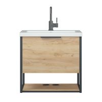 тумба Лофт 60 (Como 60) 1 ящик подвесная дуб крафт зол./черный без умывальника MFR80107OK — фото 1, Комоды и тумбы для ванной комнаты