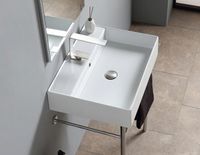 Раковина Scarabeo TEOREMA 2.0 подвесная или накладная с переливом с одним отверстием цвет белый арт-5105 — фото 3, Раковины подвесные