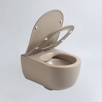 Унитаз подвесной Evo безободковый, цвет капучино матовый, ультратонкое soft-close сиденье арт-VT1-34SMC — фото 3, Подвесные унитазы