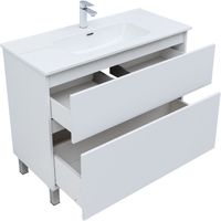 Тумба с раковиной Aquanet Вега 100 (Ирис) напольная 2 ящ. цв. белый глянец арт-00345373 — фото 9, Тумбы с раковиной