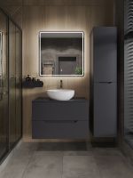 Orange Line тумба с раковиной подвесная 80 см, графит/белый арт-Li-80TugMDF+B07-420W — фото 5, Тумбы с раковиной