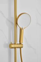 Душевая система с тропическим душем и смесителем BELZ, брашированное золото, арт-B24713-5 — фото 7, Душевые стойки