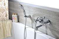 Benefit Смеситель для ванны, монолит.излив 115мм держ.на теле лейка, р/ДВ, хром, LM, арт-LM2502C — фото 2, Смеситель для ванны