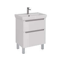 Тумба Lemark BUNO 70 см под 1 раковину, подвесная/напольная, 2 ящика, цвет планки: Серый, цвет корпу арт-LM04B70T — фото 4, Тумбы под раковину