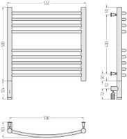 Полотенцесушитель электрический Сунержа Богема 3.0 выгнутая 500х500 МЭМ левый Тёмный титан муар арт-15-5802-5050 — фото 3, Электрические полотенцесушители