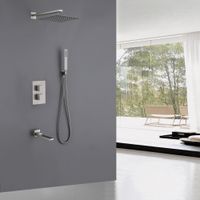 Душевая система ABBER Daheim скрытого монтажа с изливом, термостат, сатин арт-AF8250SP — фото 2, Встраиваемые душевые комплекты