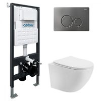 Комплект подвесной унитаз ABBER Bequem AC1100T белый с инсталляцией AC0105 и кнопкой AC0121NG никель AC1100T-AC0105-AC0121NG — фото 1, Комплекты унитаз + инсталляция