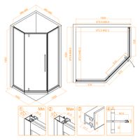Душевой уголок RGW SV-81B 100x100, трапеция, профиль черный, стекло прозрачное/6 мм, арт-32328100-14 — фото 7, Душевые уголки трапеция