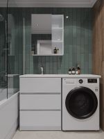 Orange Sistema Тумба напольная с левой раковиной 130 см под стиральную машину, белый арт-ST-70TUW+RAL — фото 10, Тумбы с раковиной