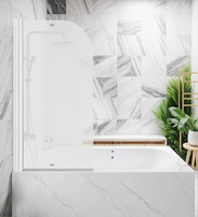 Шторка для ванной PARLY (130x75) распашная, стекло матовое , профиль белый арт-F04F — фото 1, Шторки для ванной распашные