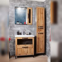 Комплект мебели для ванной Бриклаер ЛОФТ 60L, метрополитен грей — фото 1, Комплекты мебели для ванной