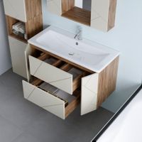 Тумба под раковину подвесная Бриклаер КРИСТАЛЛ латте, 100 см 4627125416897 — фото 8, Тумбы с раковиной