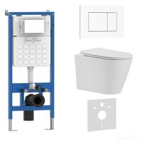 Комплект 3в1 IBERICA BLANCA инсталляция SILENCIO, унитаз BURGOS ALTO белый, кнопка смыва ESTI-S белый глянцевый (IB001.BRA.234.855) — фото 1, Комплекты унитаз + инсталляция