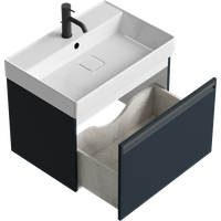 Подвесная тумба 66 см с одним ящиком в сером цвете, с умывальником арт-PUR0165GRM — фото 2, Тумбы с раковиной