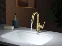 AQ1307BG ЕВРОПА смеситель для раковины, без донного клапана, шлиф. золото — фото 3, Смесители для раковины