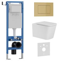 Комплект 3в1 IBERICA BLANCA инсталляция SILENCIO MINI, унитаз TOLEDO ALTO белый, кнопка смыва ESTI-S золото матовое (IB.001M.TLA.231.854) — фото 1, Комплекты унитаз + инсталляция