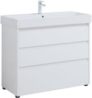 Тумба под раковину Aquanet Nova Lite 100 белый глянец (3 ящика) 00302478 — фото 1, Тумбы под раковину