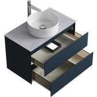 Подвесная тумба с двумя ящиками 81 см, цвет серый со столешницей серый камень и наставным умывальником арт-GE01082GRM+STG814X476GS — фото 2, Тумбы с раковиной