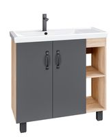 Тумба напольная "ФЛАЙ-80 см" дуб сонома/серая (ум.Фостер 80-Пр) арт-108002 — фото 1, Тумбы под раковину