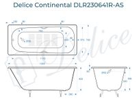 Ванна чугунная Delice Continental 130х70 с отверстиями под ручки и антискользящим покрытием DLR230641R-AS — фото 3, Чугунные ванны