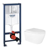 Сет: Инсталляция Grohe Rapid SL 3 в 1 + Унитаз подвесной Azario UNO, безободковый, в комплекте сиденьем микролифт арт-38772001+AZ-2380 — фото 9, Комплекты унитаз + инсталляция