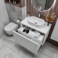 Тумба подвесная "КРИСТАЛЛ-80 см" с 1 ящ. белая глянец 108045 — фото 5, Комоды и тумбы для ванной комнаты