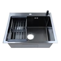 Кухонная мойка AZARIO NICOLE 500х500х220 нержавеющая сталь, в комплекте сифон, диспенсер, коландер, черный арт-AZB5050N — фото 4, Кухонные мойки