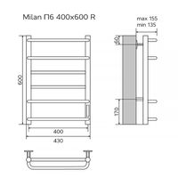 Товар: Полотенцесушитель электрический AZARIO MILAN 400/600 6 секций, диммер справа, черный арт-AZ90846B - фото 5 Полотенцесушитель электрический AZARIO MILAN 400/600 6 секций, диммер справа, черный арт-AZ90846B — фото 5, Электрические полотенцесушители