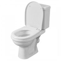 Унитаз-компакт "Визит" косой выпуск, с 1-реж. кнопочной арм. и сид. п/п "Уклад,крап на белом. SANTE 1P4053S0100BF — фото 2, Напольные унитазы