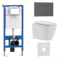 Комплект 3в1 IBERICA BLANCA инсталляция SILENCIO, унитаз BURGOS ALTO белый, кнопка смыва ESTI-S серый матовый (IB001.BRA.231.856) — фото 1, Комплекты унитаз + инсталляция