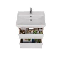 Тумба Lemark COMBI 70 см под 1 раковину, подвесная/напольная, 2 ящика, цвет корпуса, фасада: Белый г арт-LM03C70T — фото 2, Тумбы под раковину