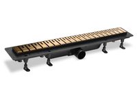 Комбинированный пластиковый душевой канал с металической решеткой 8, матовое золото, L=650 мм SZA8650 — фото 1, Трапы для душа