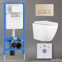 Комплект 3в1 IBERICA BLANCA инсталляция SILENCIO, унитаз BILBAO ALTO белый, кнопка смыва ESTI-R золото матовое (IB001.BLA.231.215) — фото 1, Комплекты унитаз + инсталляция