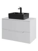 Orange Line тумба с раковиной подвесная 80 см, белый/черный арт-Li-80TuwMDF+B01-475MB — фото 6, Тумбы с раковиной