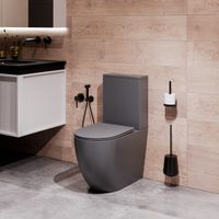 Унитаз напольный Grossman (640х360х835) безободковый,серый матовый с тонкой крышкой,микролифт,смыв торнадо,2 места арт-GR-4494GMSQ — фото 7, Напольные унитазы