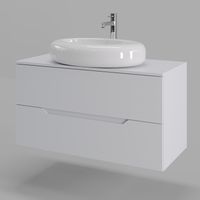 Orange Line Li-100TuwMDF+B08-640W тумба с раковиной подвесная 100 см, белый Li-100TuwMDF+B08-640W — фото 1, Тумбы с раковиной