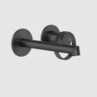 Смеситель для раковины, Gessi, Anello, тип открывания воды-однорычажный, тип регулирования воды-керамический картридж, монтаж-настенный встраиваемый, отверстия для монтажа-2, высота, мм-82, вынос излива, мм-130-160, тип излива-неподвижный, донный клапан-отсутствует, тип подводки-жесткая, стандарт подвода воды-1/2", внутренняя часть-необходимо заказать, цвет-черный матовый арт-63381.299 — фото 2, Смесители для раковины