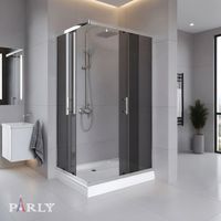 Душевой уголок Parly 100х70 см, с низким поддоном, профиль хром, стекло тонированное арт-QZ71S N — фото 3, Прямоугольные душевые уголки