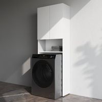X-Joy Шкаф над стир.машиной с дверями и открытой полкой, узкий, 65 см, белый арт-M85CSX06521WG1 — фото 1, Шкафы для ванной