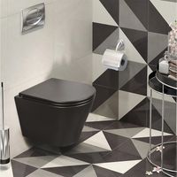 Унитаз подвесной Azario Teramo 355х515х365 смыв "Скрытое торнадо", безободковый, с быстросъемным сиденьем микролифт, черный матовый арт-AZ-0053-UQ3-MB — фото 9, Подвесные унитазы