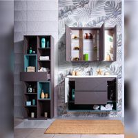 Комплект мебели для ванной Бриклаер КРИСТАЛЛ 100Z, графит/муссон — фото 6, Комплекты мебели для ванной