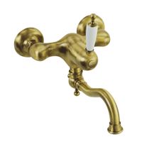 CUCINA OXFORD См-ль д/кухни моноком. настенный, излив 18 см, ручка белая/бронза арт-25902 — фото 1, Смесители для кухни